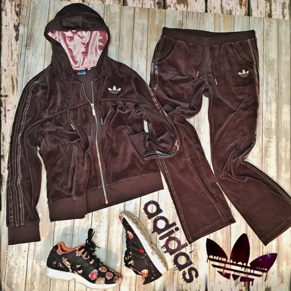 adidas velour tracksuit womens burgundy